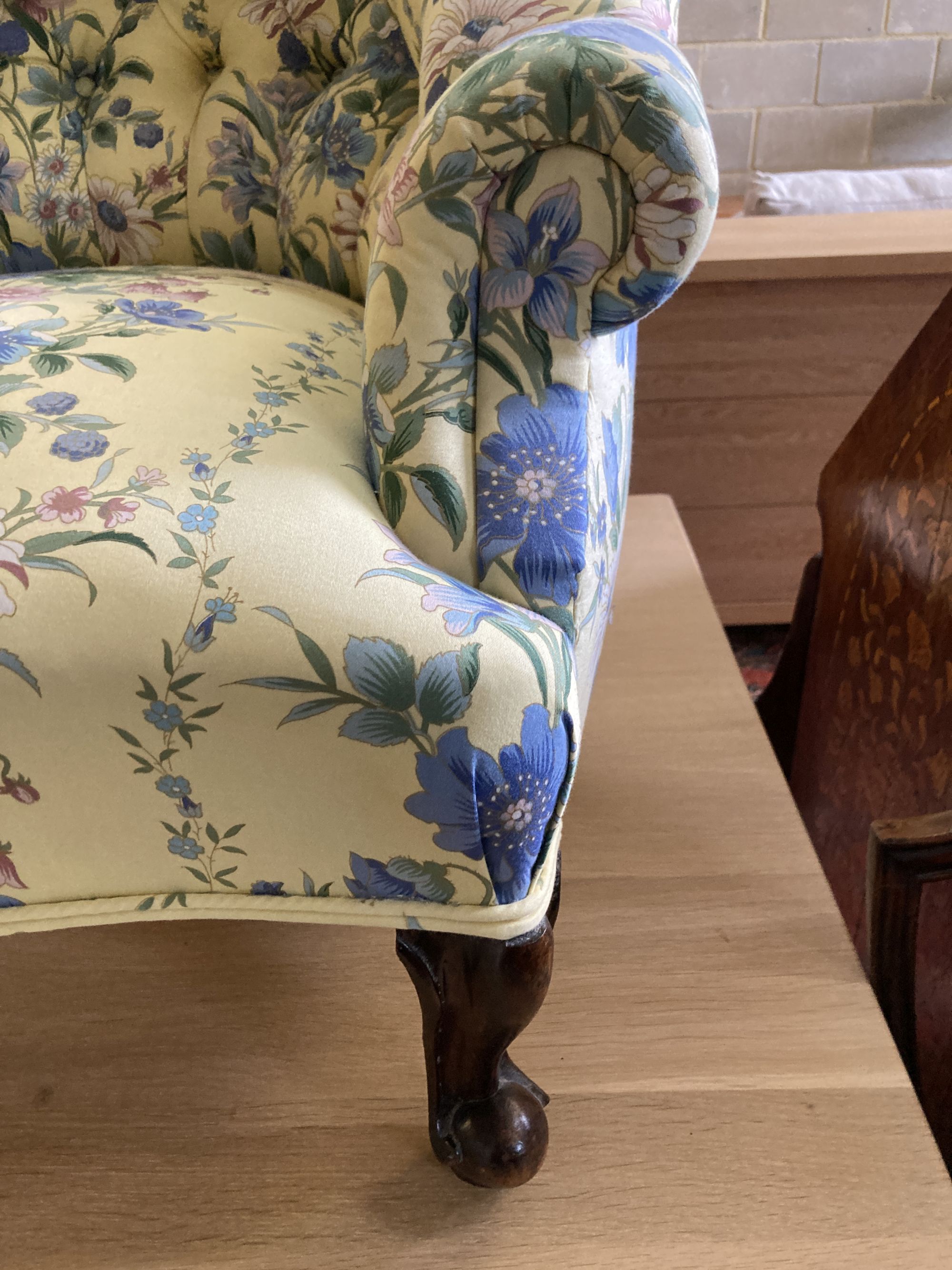 A Victorian upholstered sewing/nursing chair, width 66cm, depth 60cm, height 78cm